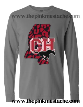 Center Hill Mustangs Comfort Colors Longsleeve Or  Short Sleeve Shirt / DC -Desoto County Schools / Mississippi School Shirt