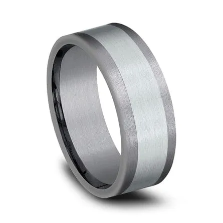 14K White Gold Center Grey Tantalum Center Band