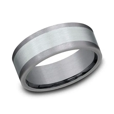 14K White Gold Center Grey Tantalum Center Band