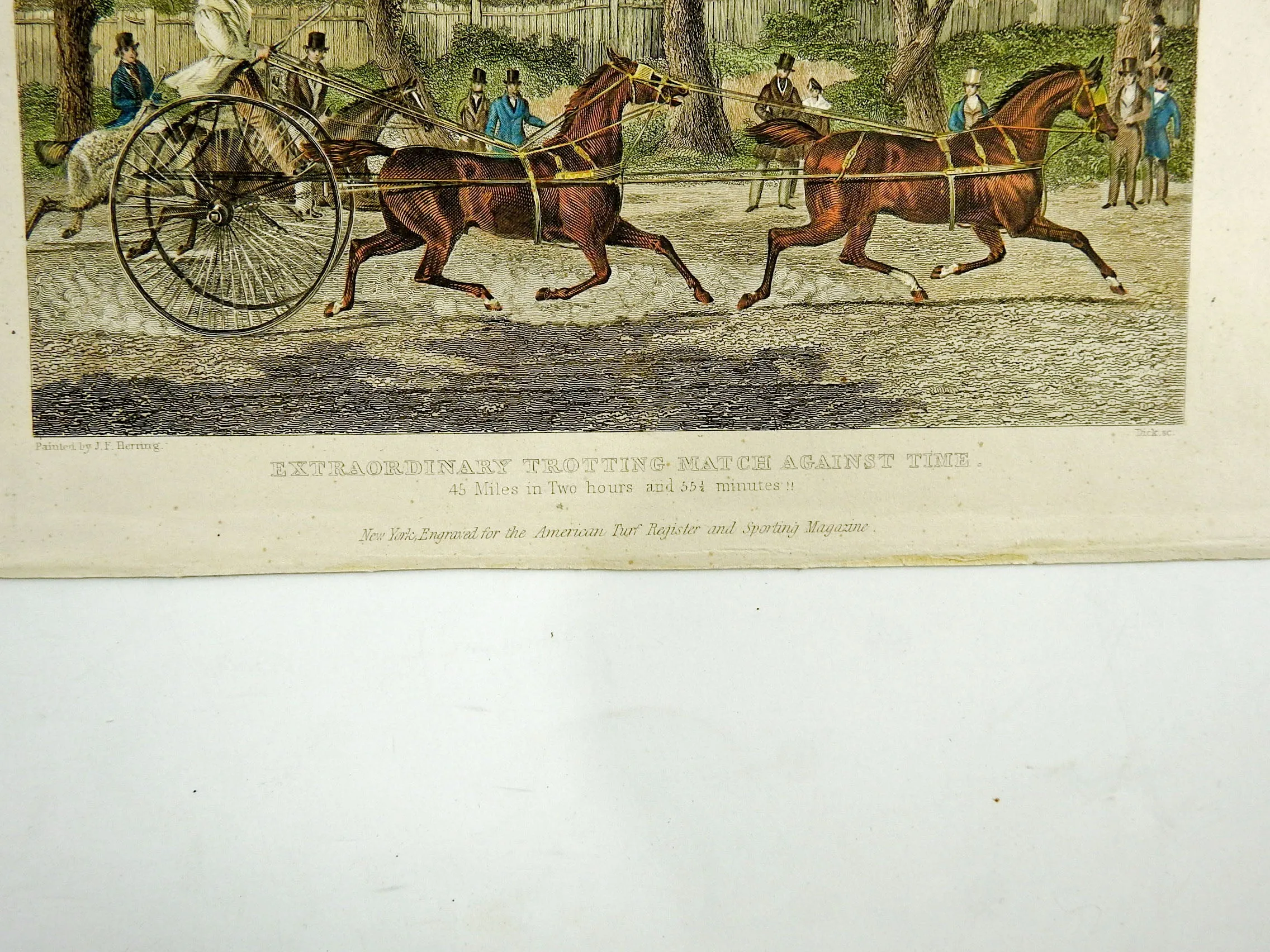 1840 Engraving Of Trotting Race