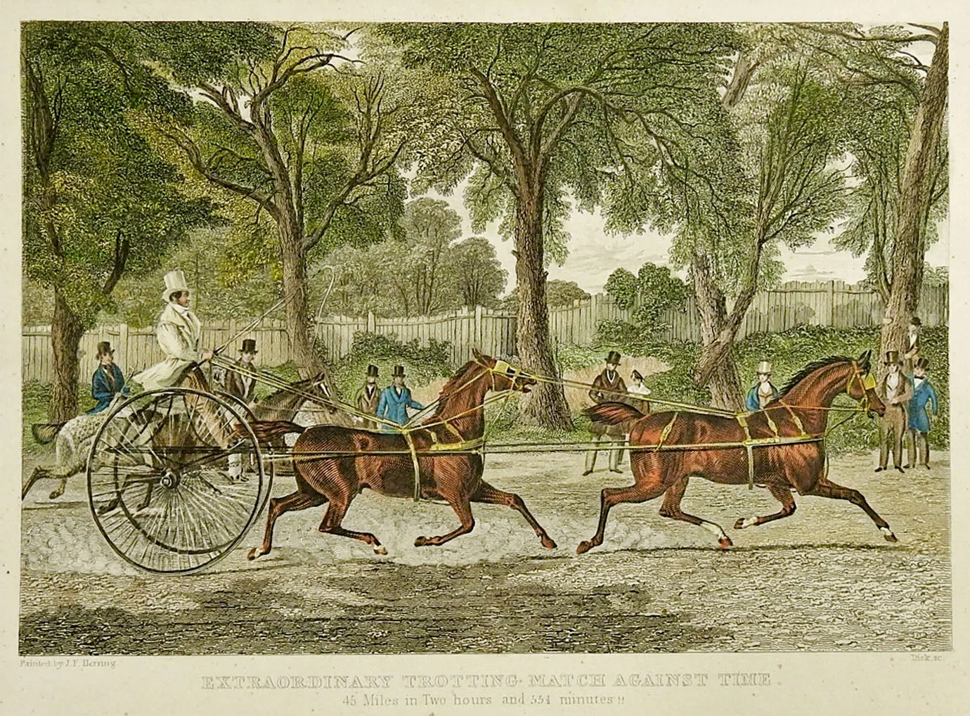 1840 Engraving Of Trotting Race