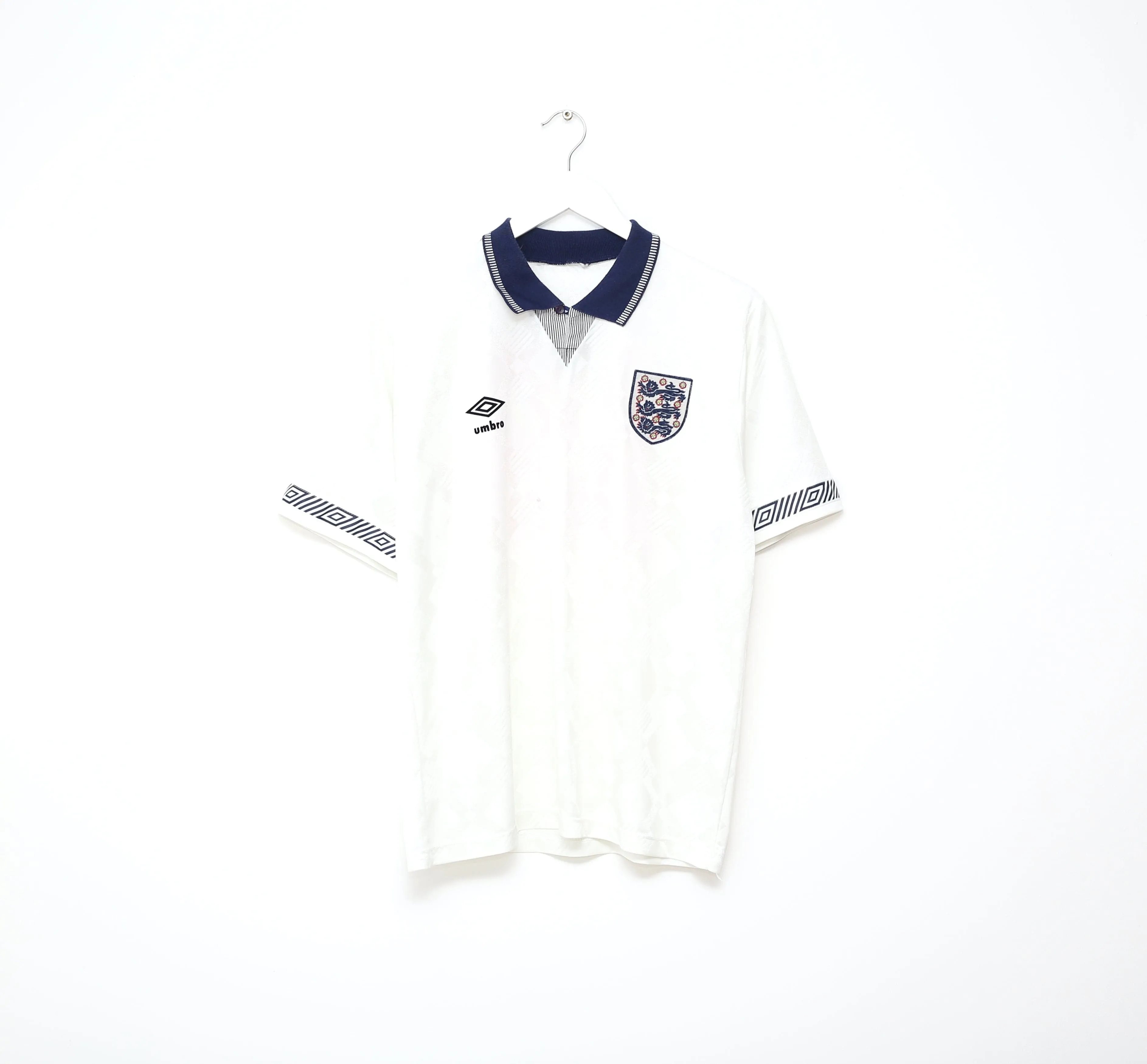 1990/92 GASCOIGNE #19 England Vintage Umbro Home Football Shirt (M) Italia 90