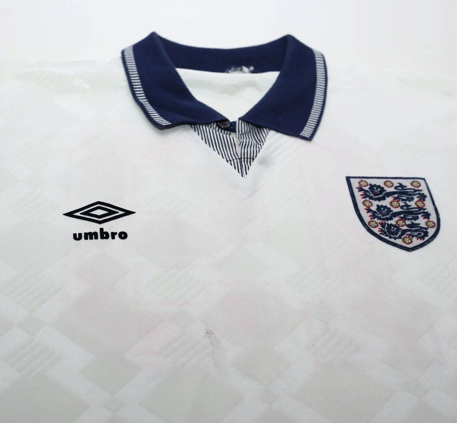 1990/92 GASCOIGNE #19 England Vintage Umbro Home Football Shirt (M) Italia 90