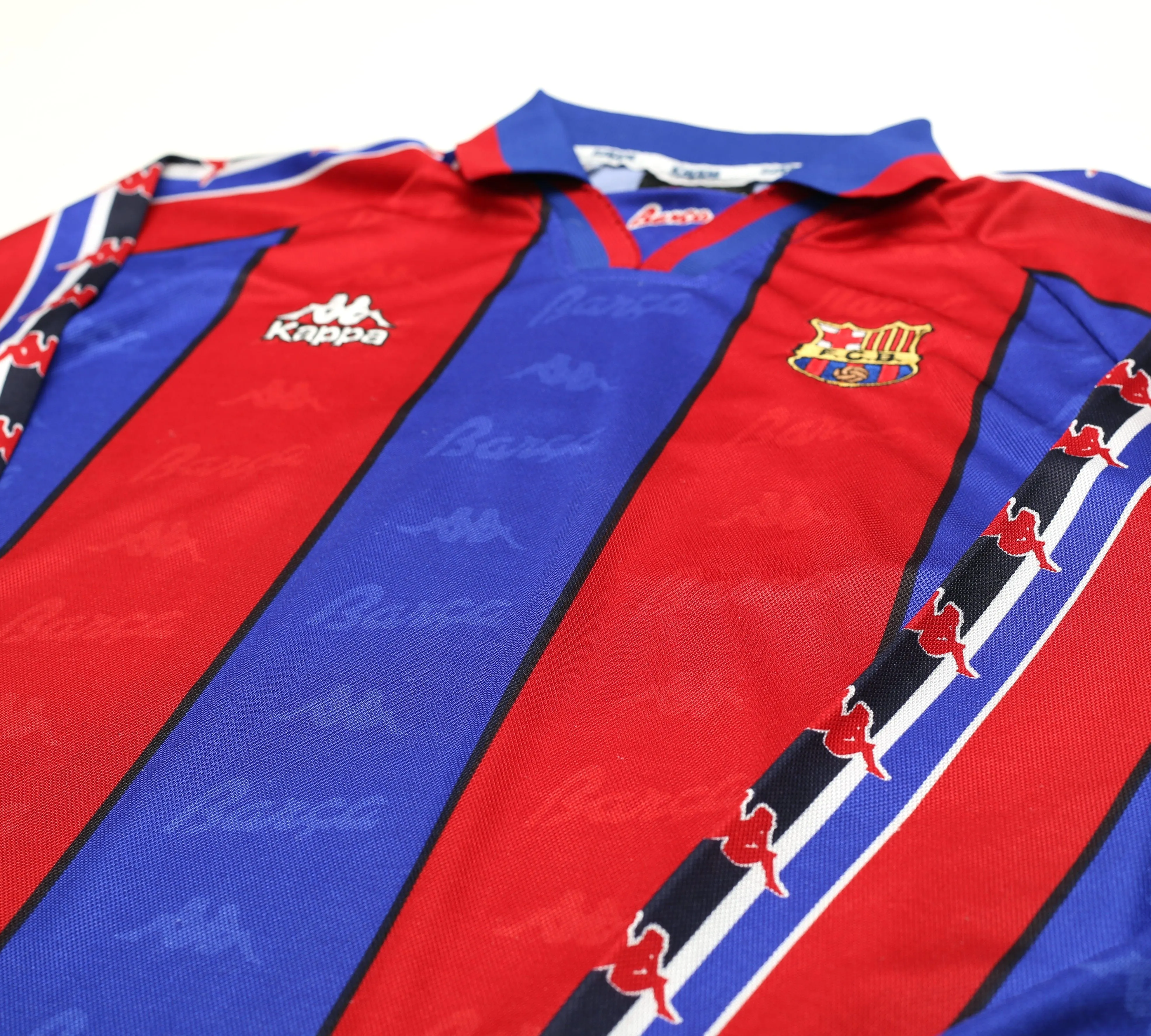 1995/97 Barcelona Vintage Kappa Long Sleeve Home Football Shirt Jersey (L/XL)