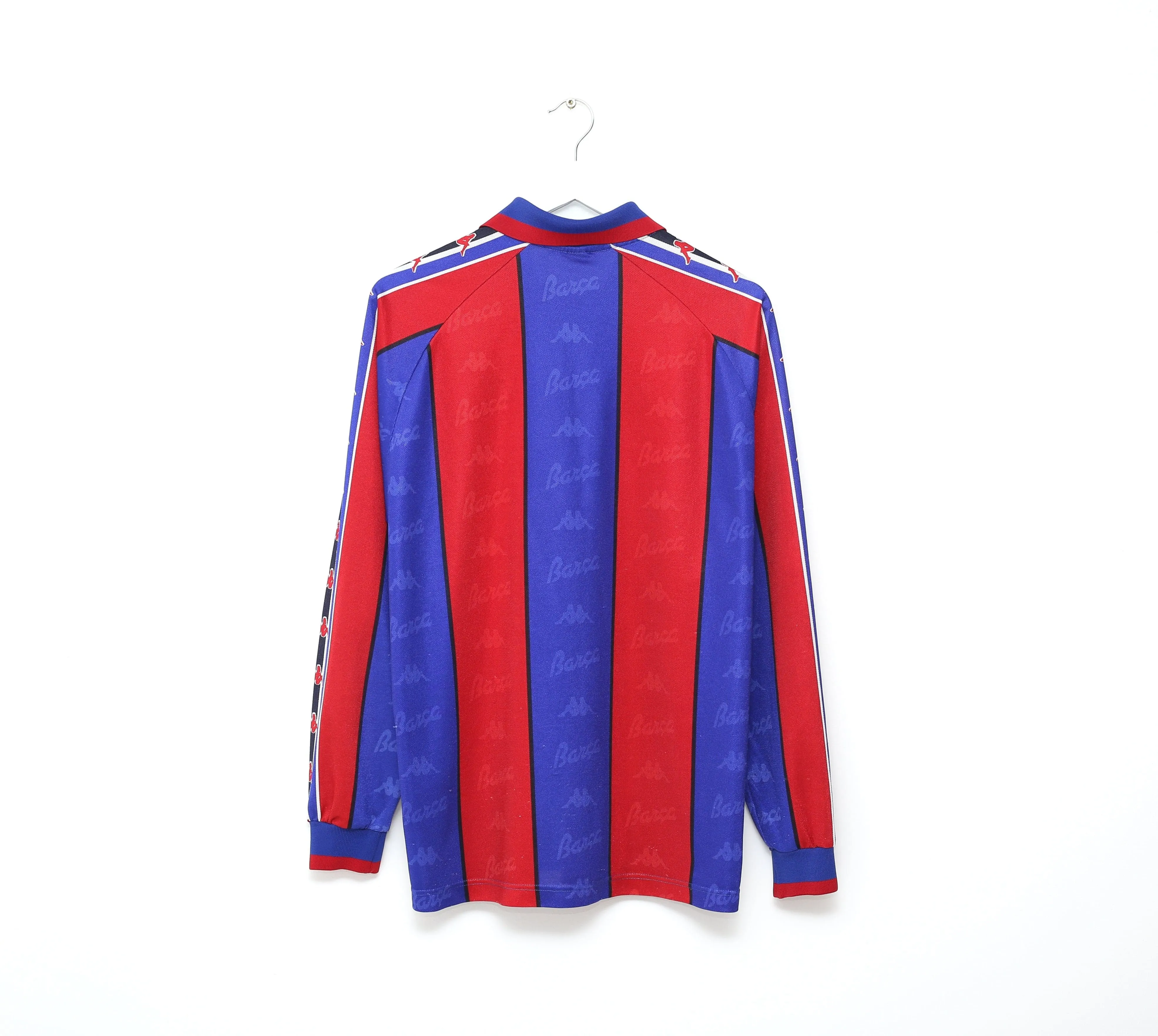 1995/97 Barcelona Vintage Kappa Long Sleeve Home Football Shirt Jersey (L/XL)