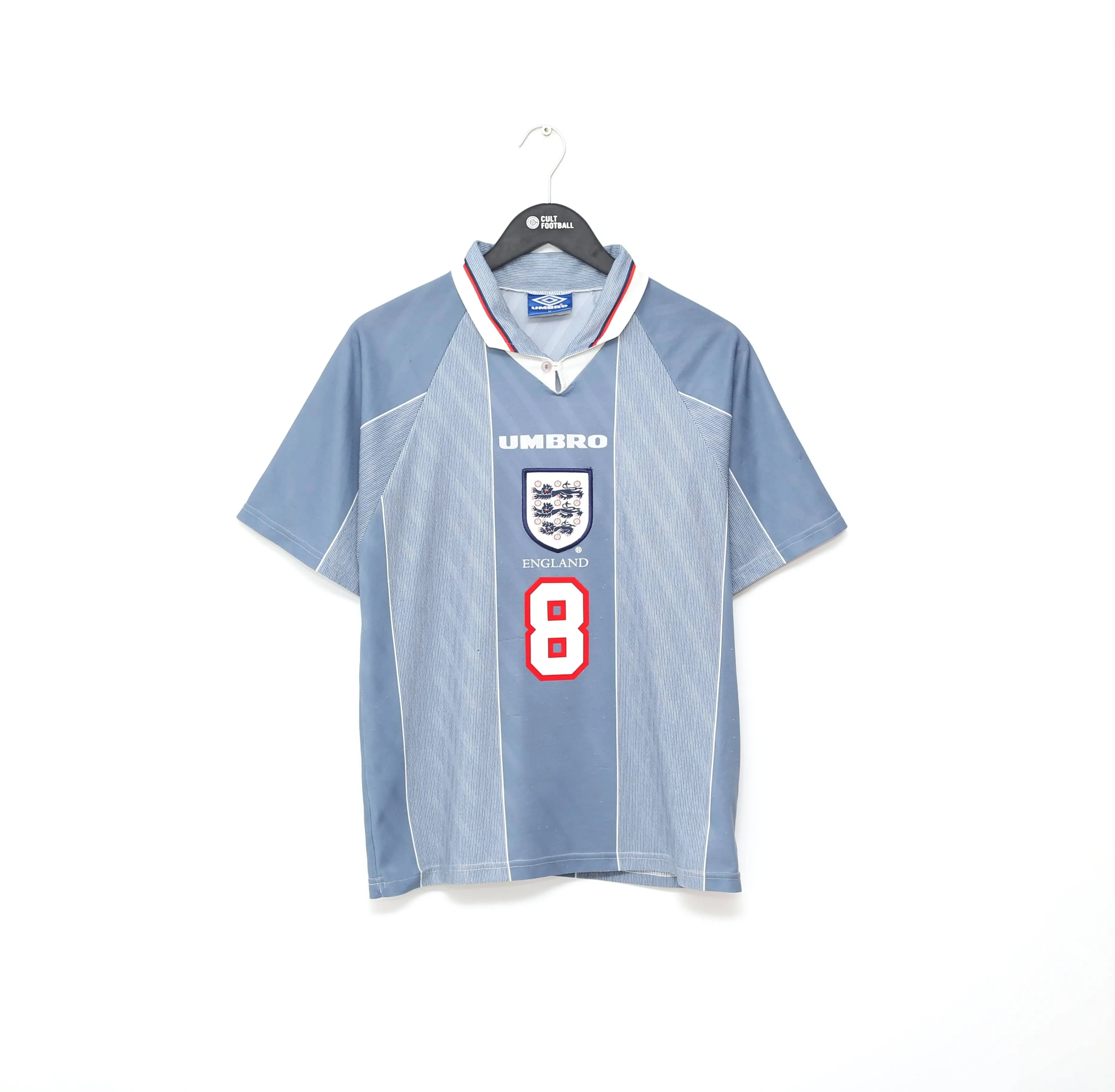 1996/97 GASCOIGNE #8 England Vintage Umbro Away Football Shirt (S/M) Euro 96