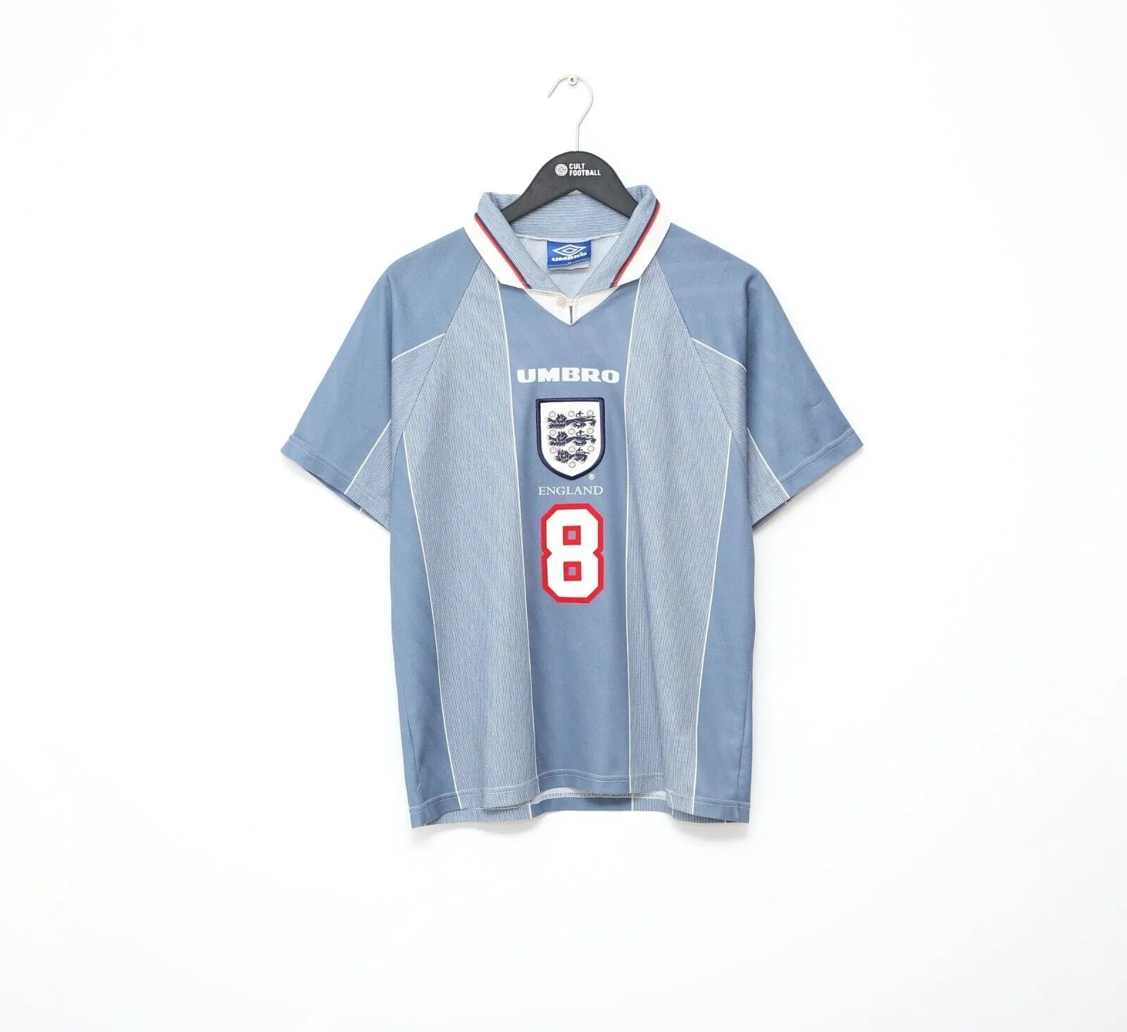 1996/97 GASCOIGNE #8 England Vintage Umbro Away Football Shirt (S/M) Euro 96