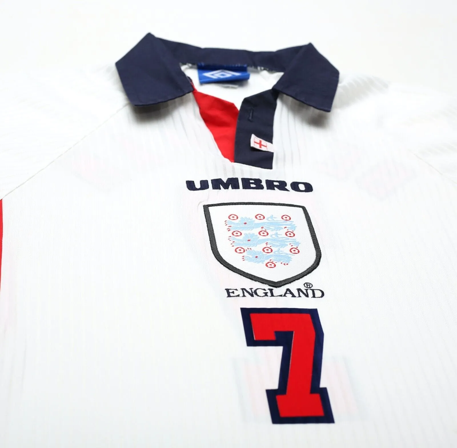 1997/99 BECKHAM #7 England Vintage Umbro Home Football Shirt (XL) World Cup 1998