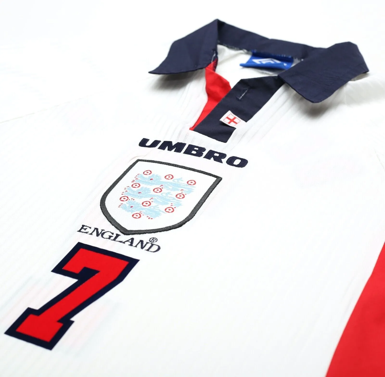 1997/99 BECKHAM #7 England Vintage Umbro Home Football Shirt (XL) World Cup 1998