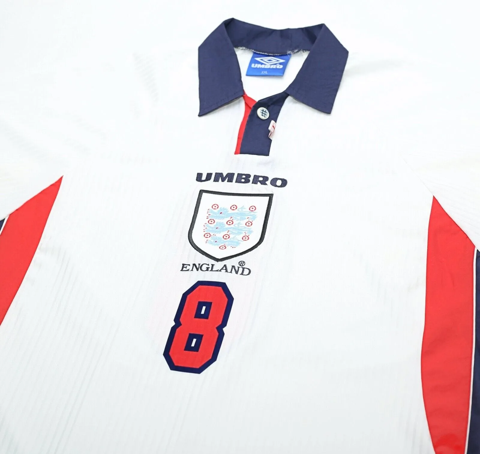 1997/99 GASCOIGNE #8 England Vintage Umbro Home Football Shirt (XXL) Le Tournoi