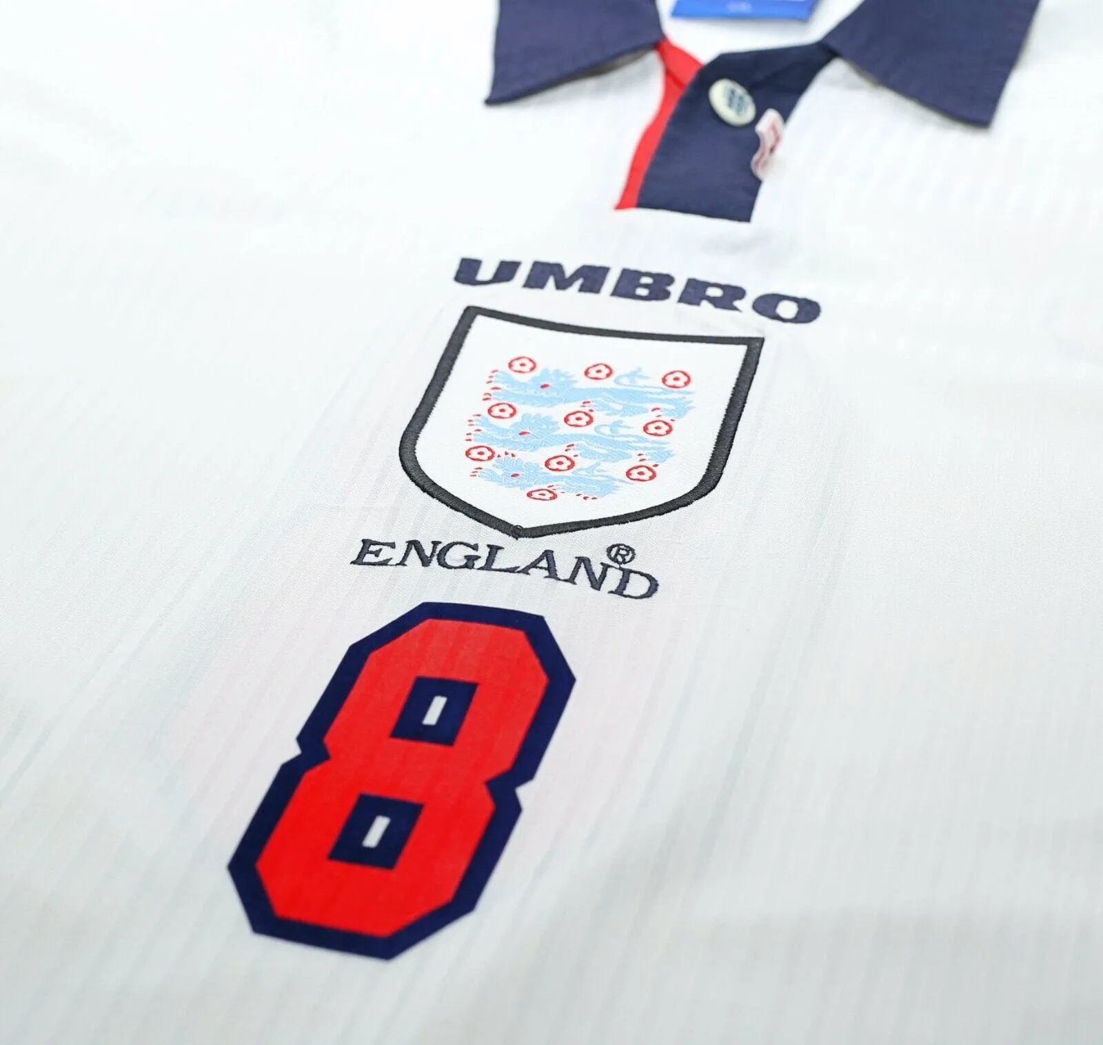 1997/99 GASCOIGNE #8 England Vintage Umbro Home Football Shirt (XXL) Le Tournoi