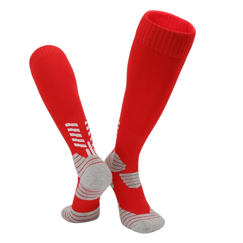 3 Pack Thick Cushioned Kids Football Socks Red