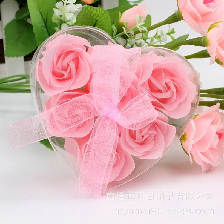 6 Artificial Rose Heart Box with Ribbon