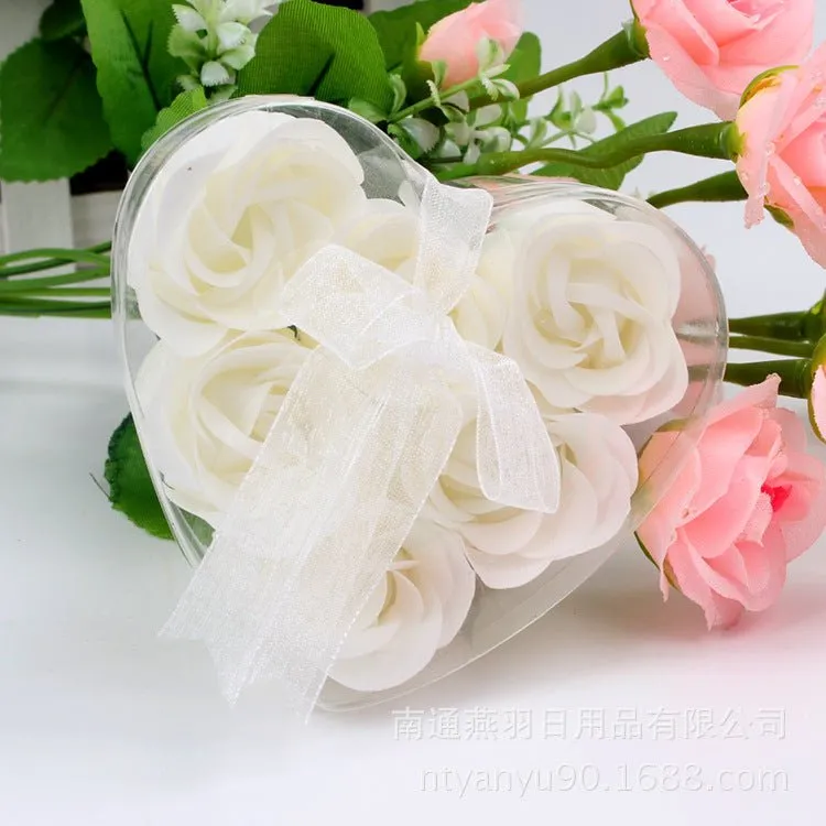 6 Artificial Rose Heart Box with Ribbon