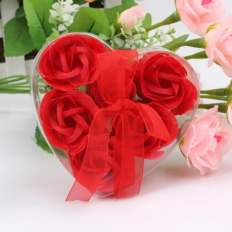 6 Artificial Rose Heart Box with Ribbon