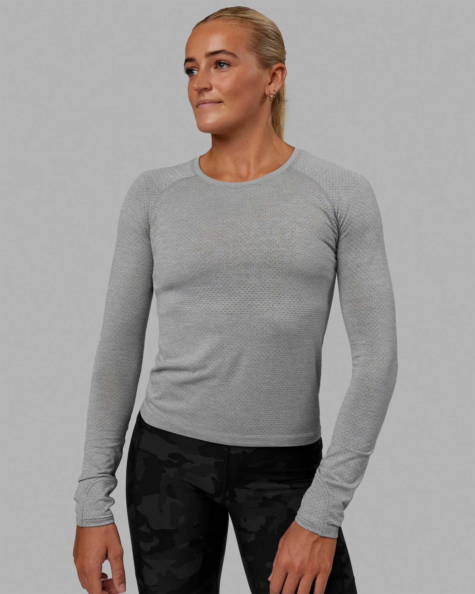 AeroFLX  Seamless Long Sleeve Tee - Light Grey Marl