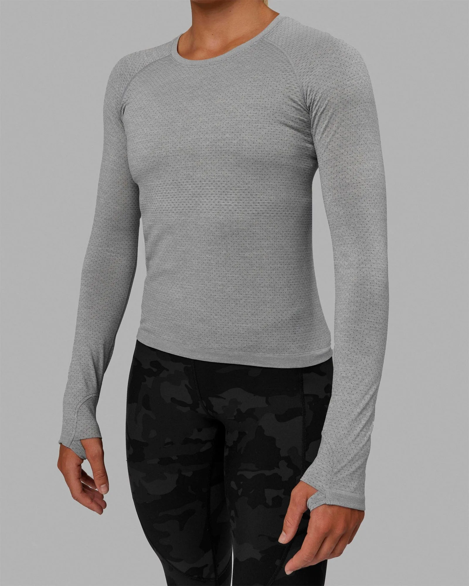 AeroFLX  Seamless Long Sleeve Tee - Light Grey Marl