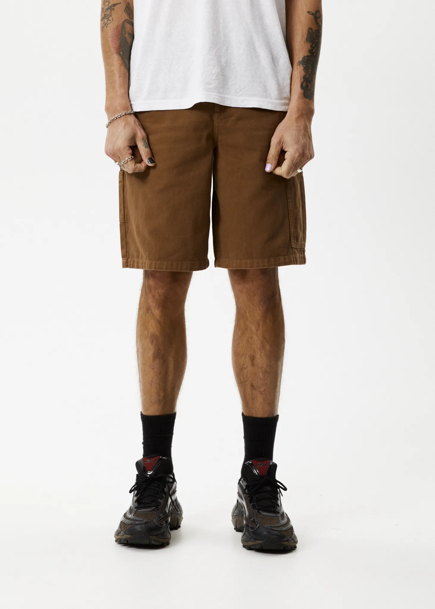 AFENDS Mens Harper - Carpenter Shorts 22" - Toffee