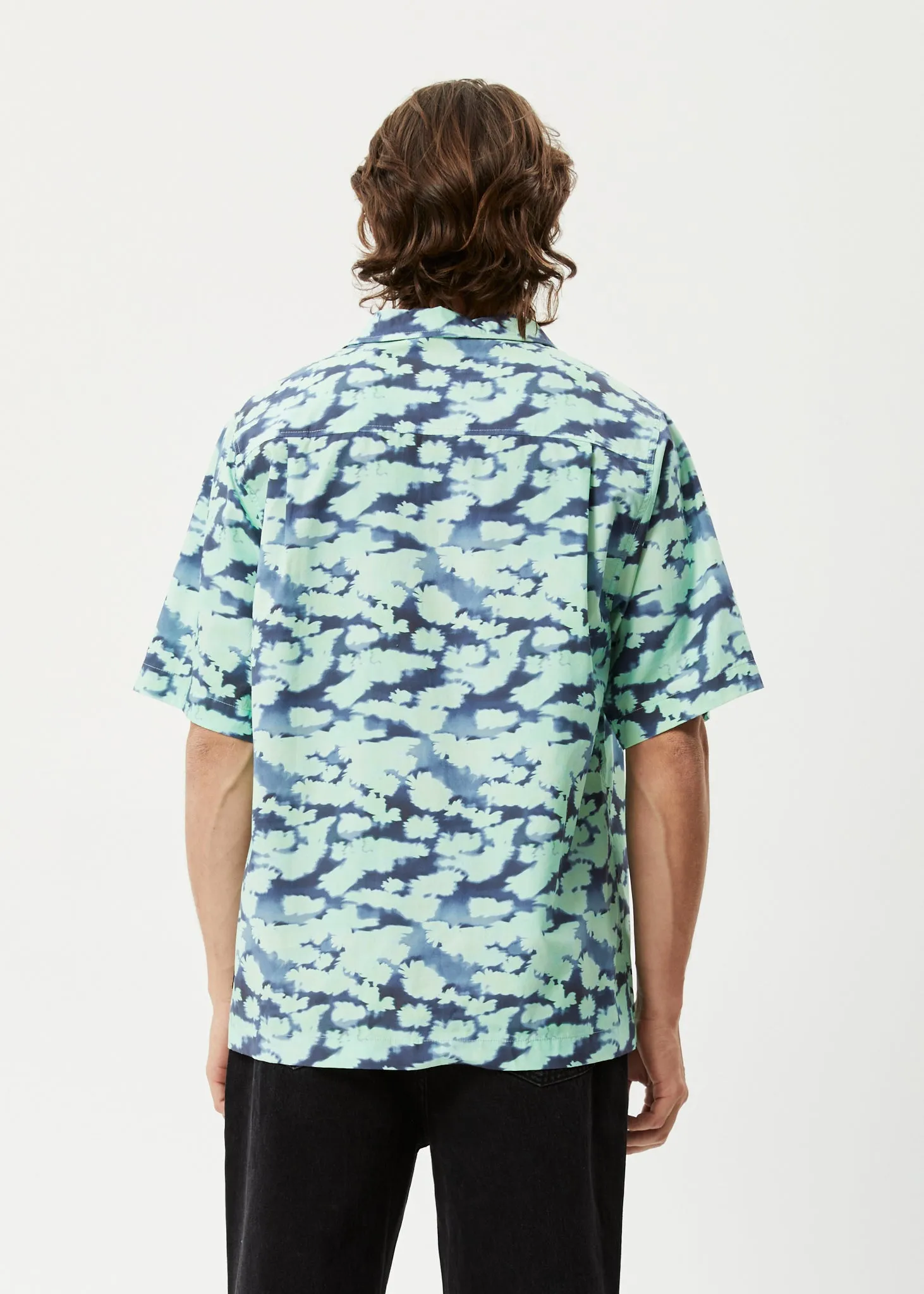 AFENDS Mens Liquid - Cuban Short Sleeve Shirt - Jade Floral