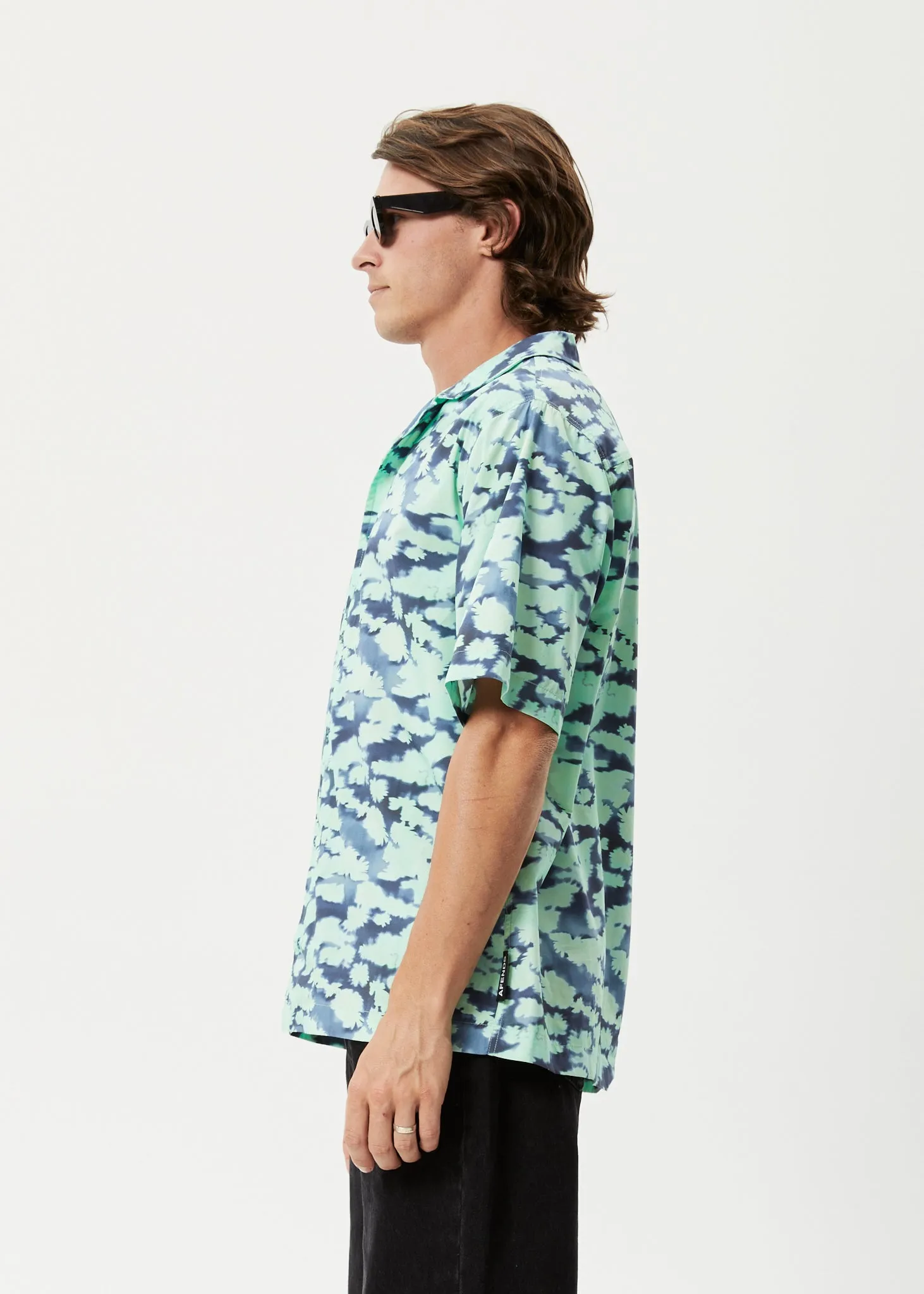 AFENDS Mens Liquid - Cuban Short Sleeve Shirt - Jade Floral