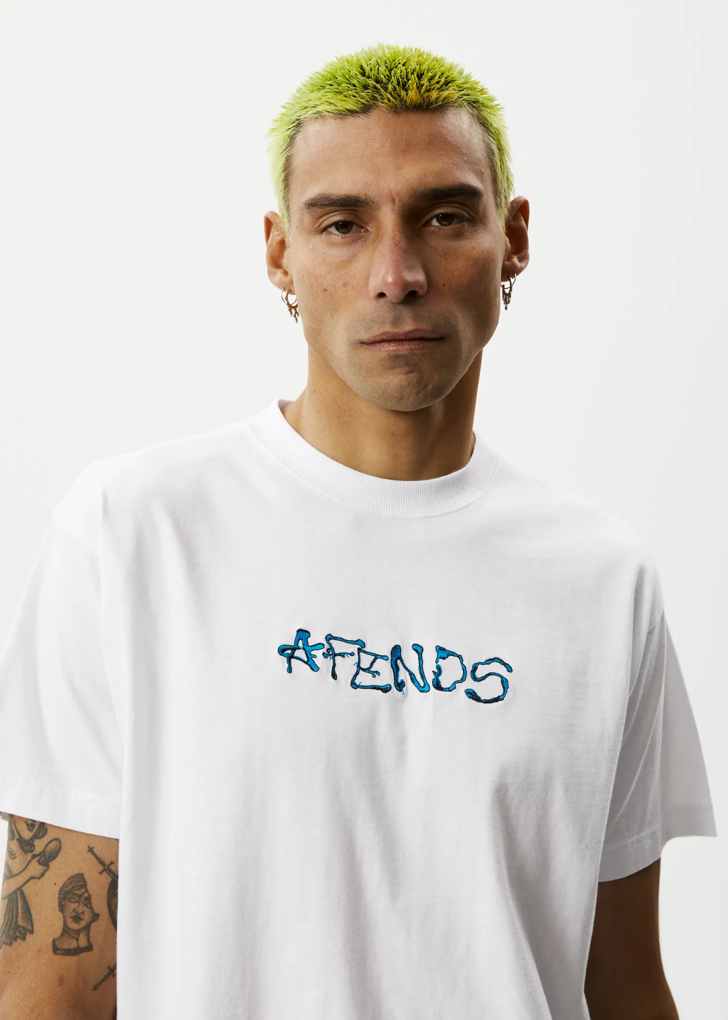 AFENDS Mens Melted - Boxy Logo T-Shirt - White