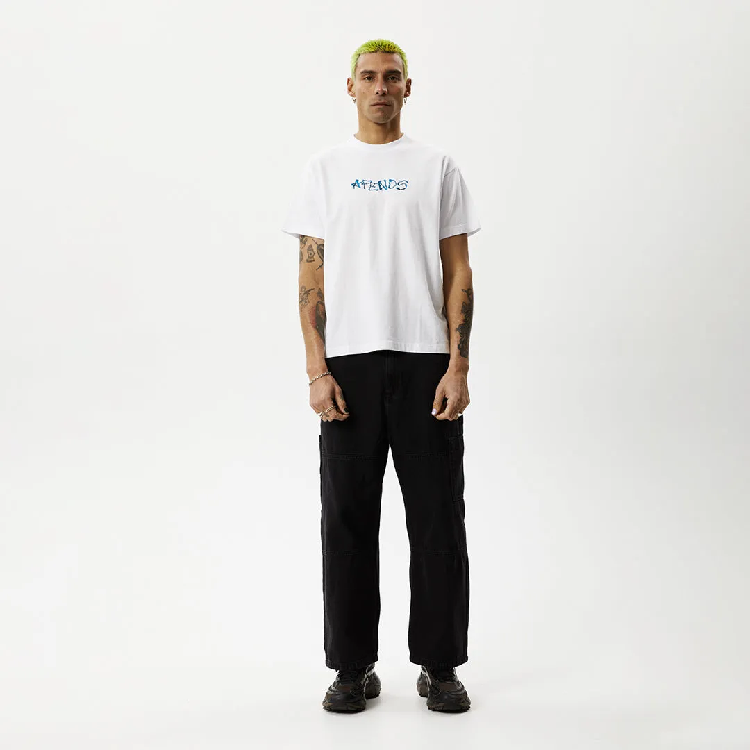 AFENDS Mens Melted - Boxy Logo T-Shirt - White