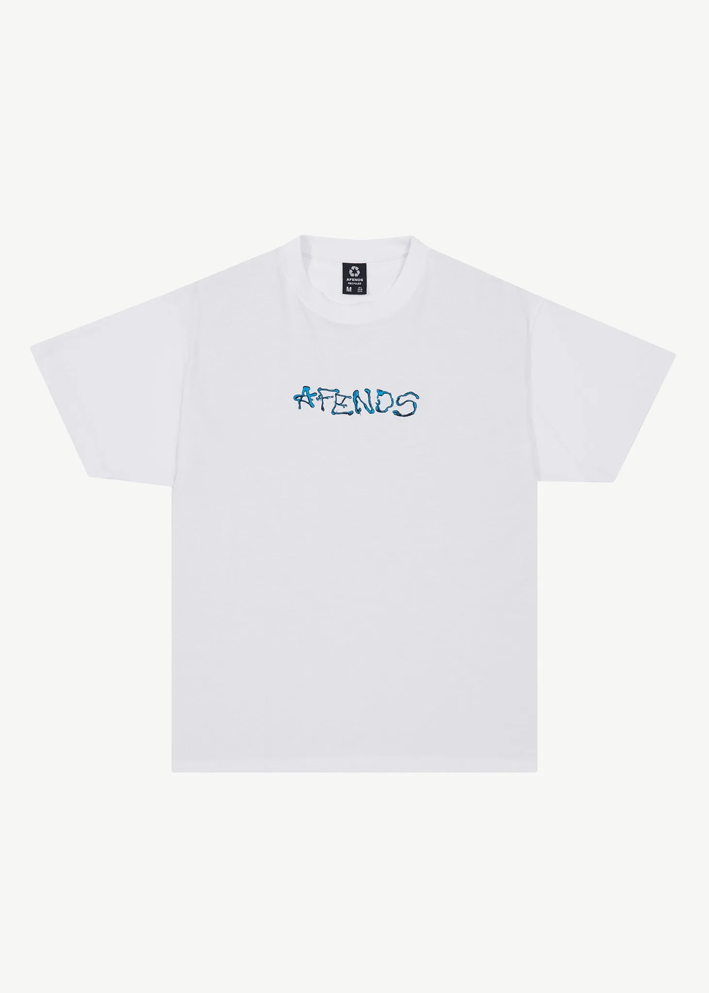 AFENDS Mens Melted - Boxy Logo T-Shirt - White