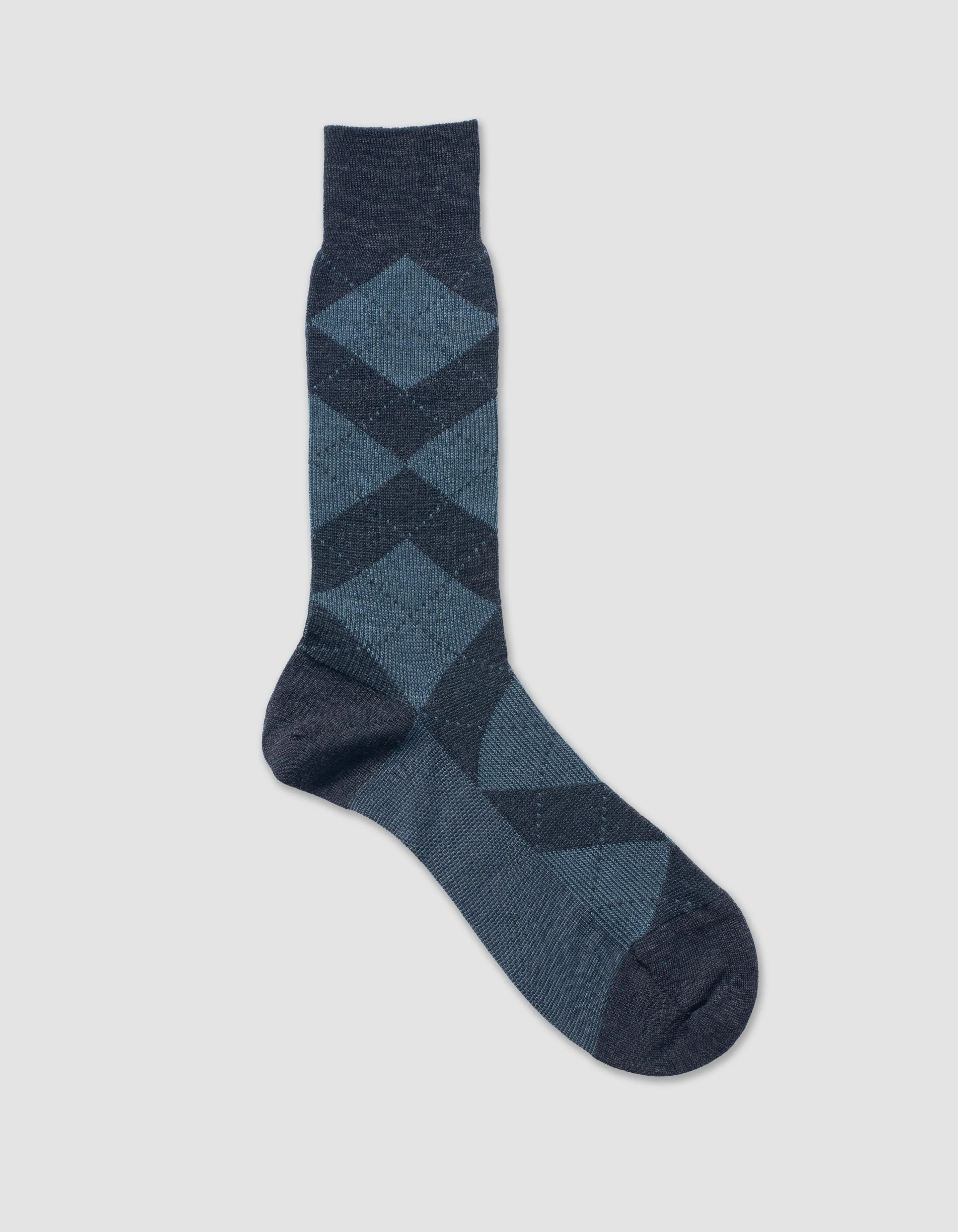 ARGYLE WOOL MID CALF SOCK - CHARCOAL