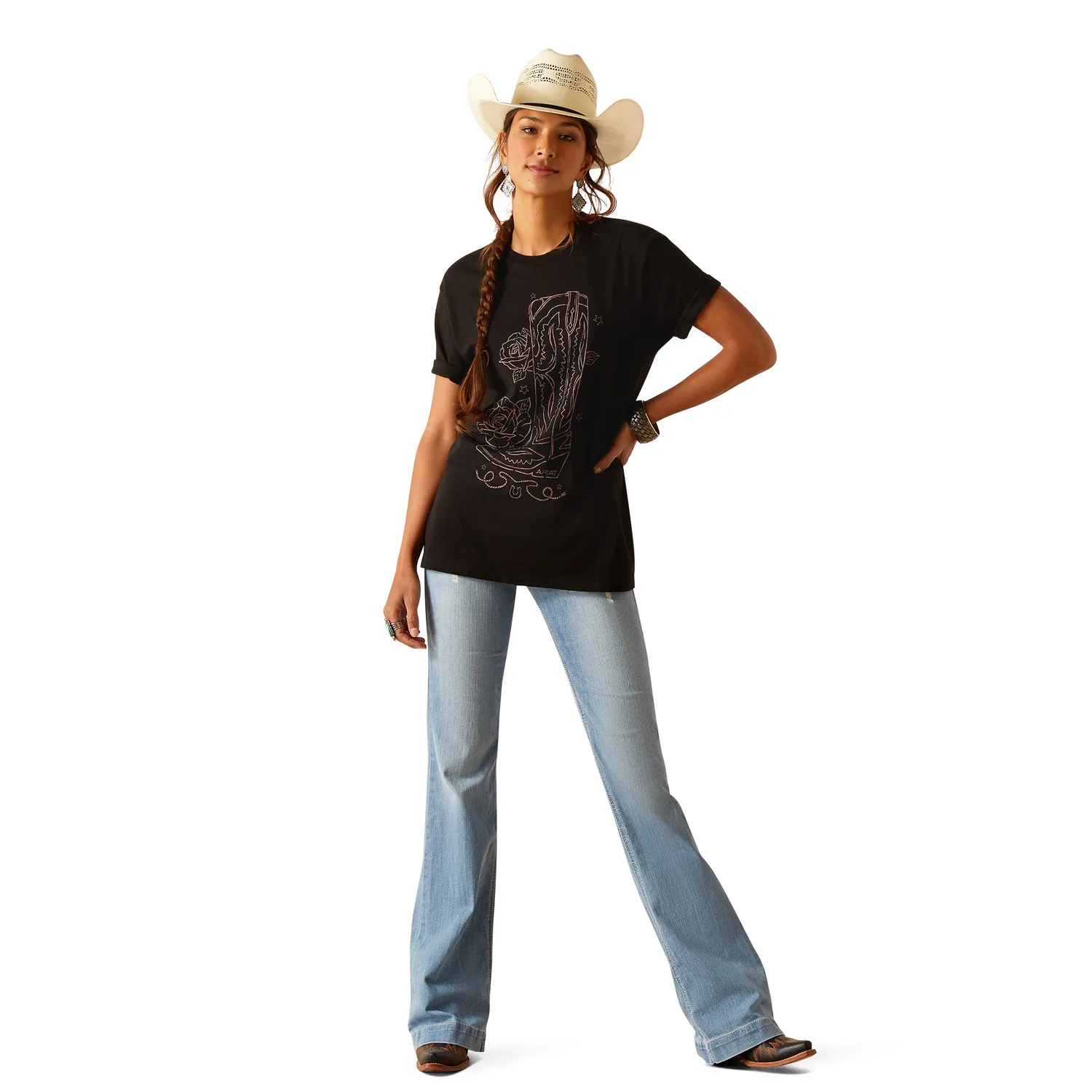 Ariat Women's Tall Boot Sketch T-Shirt - Black