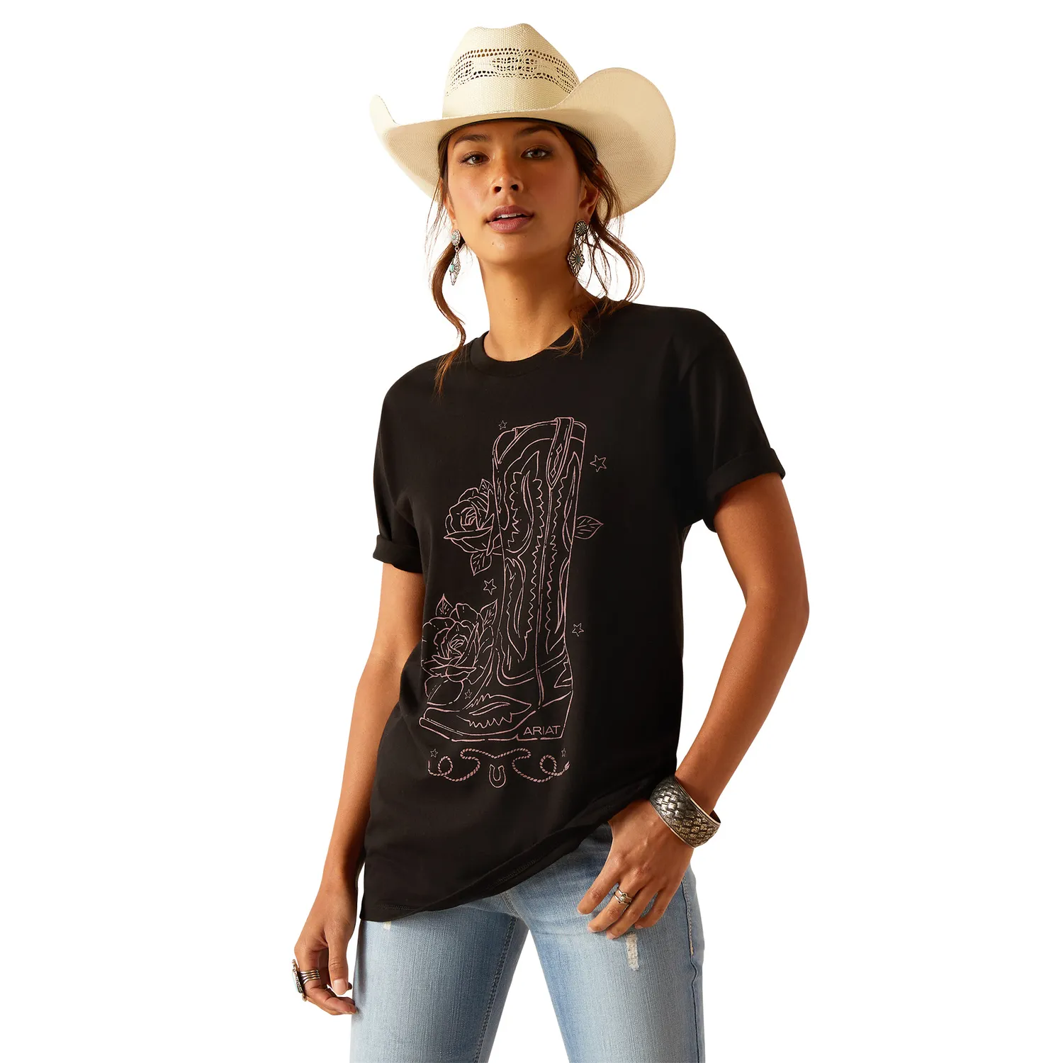 Ariat Women's Tall Boot Sketch T-Shirt - Black