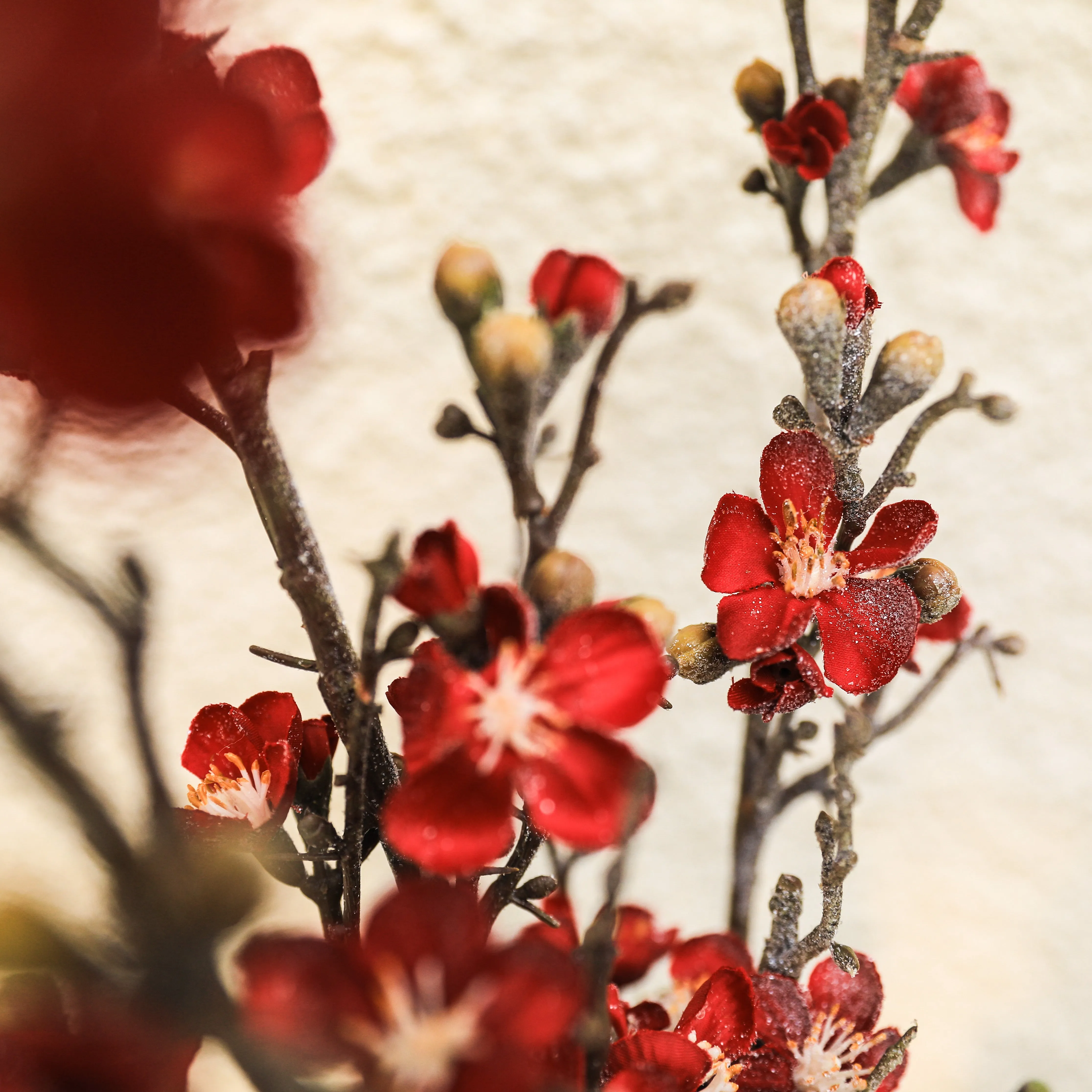 Artificial Flower Winter Cherry Blossom Red