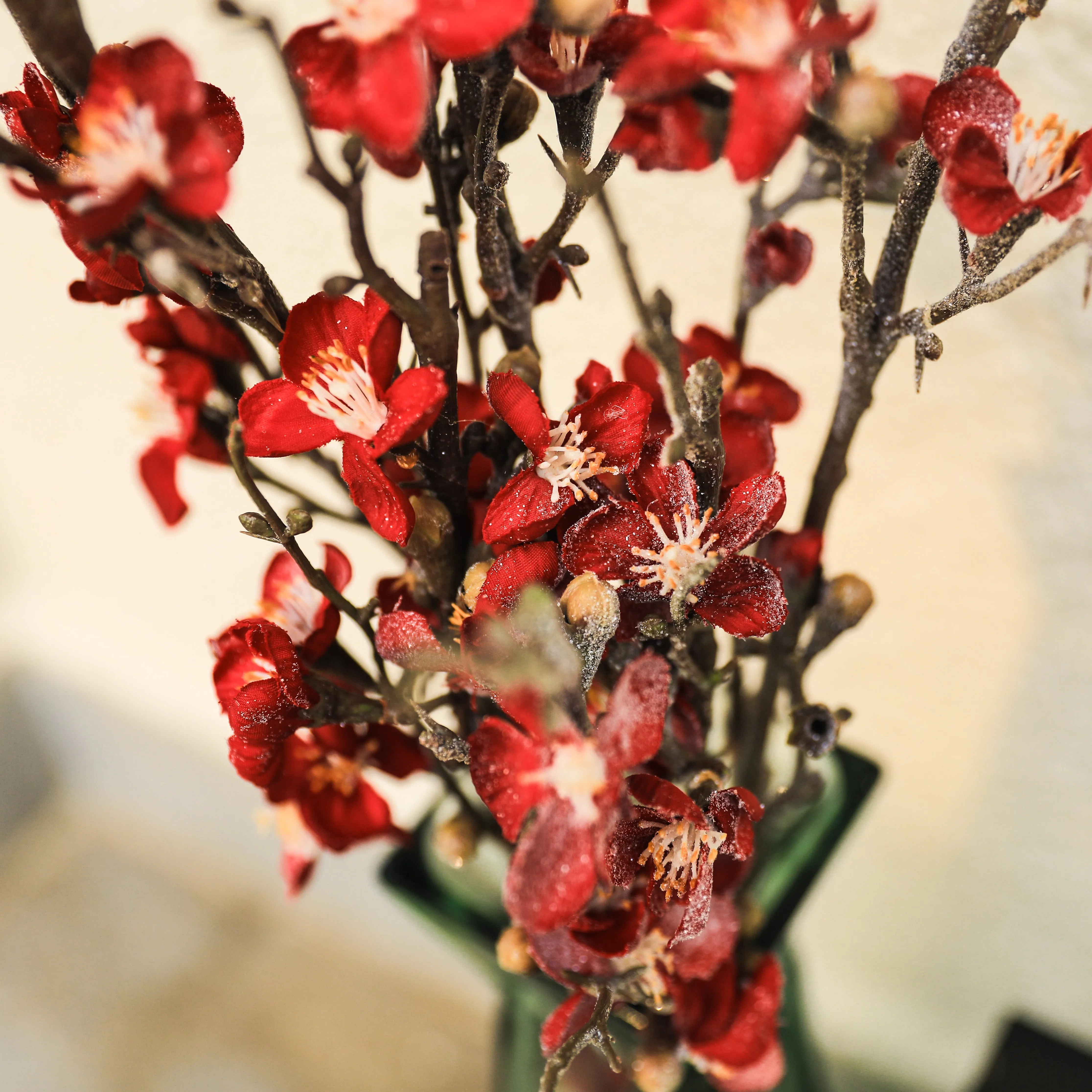 Artificial Flower Winter Cherry Blossom Red