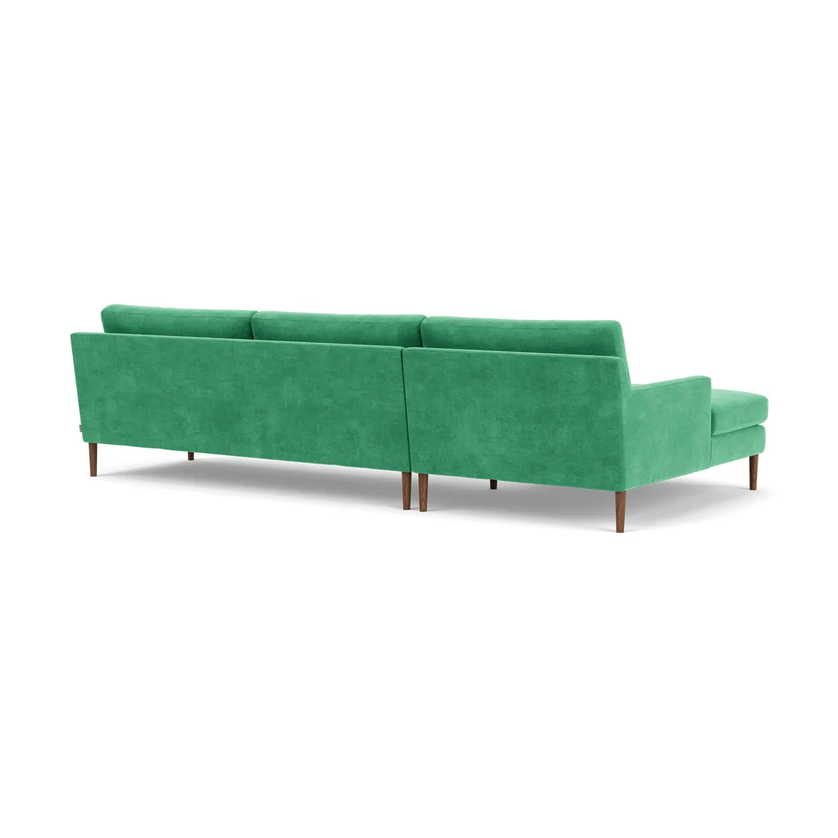 Astha Fabric Left Chaise Sofa (Walnut Natural, Grass Green)