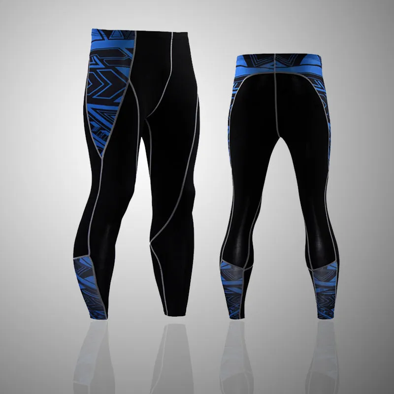 Azure Abstract Long Sleeve No Gi BJJ Compression Rash Guard & Leggings/Spats for Jiu Jitsu, MMA, Grappling and Wrestling Kit