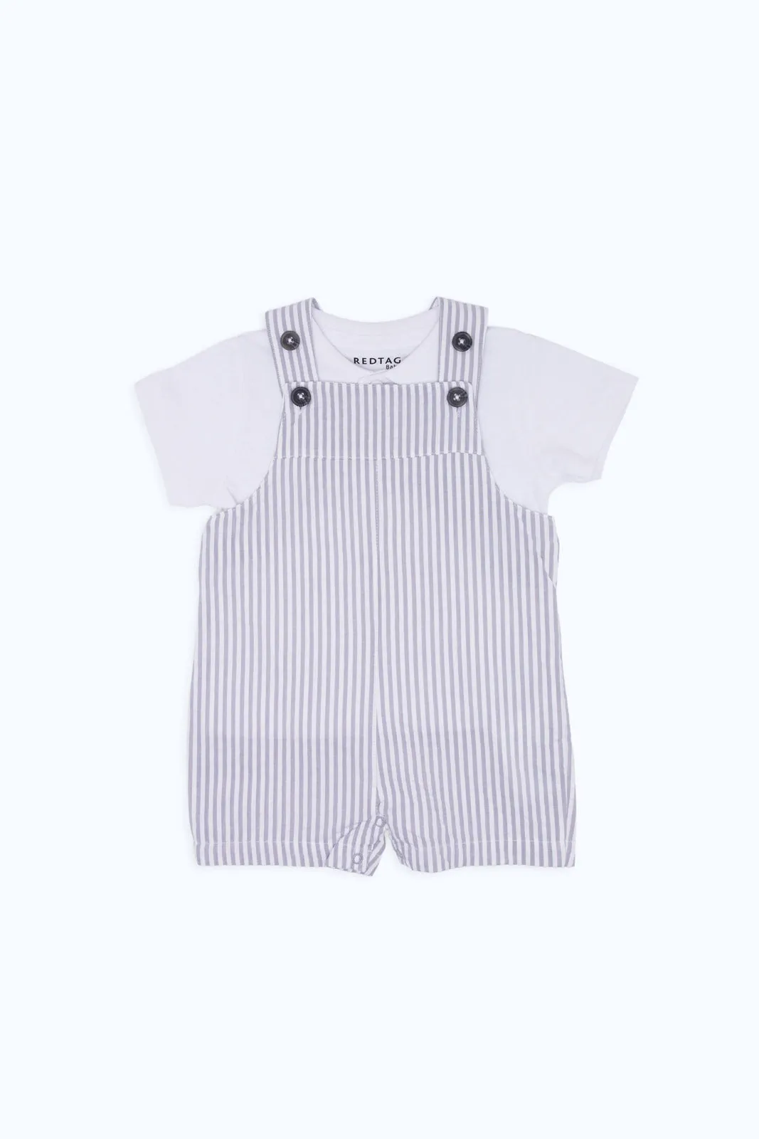 Babies White And Lilac Dungaree Set (2 Piece)