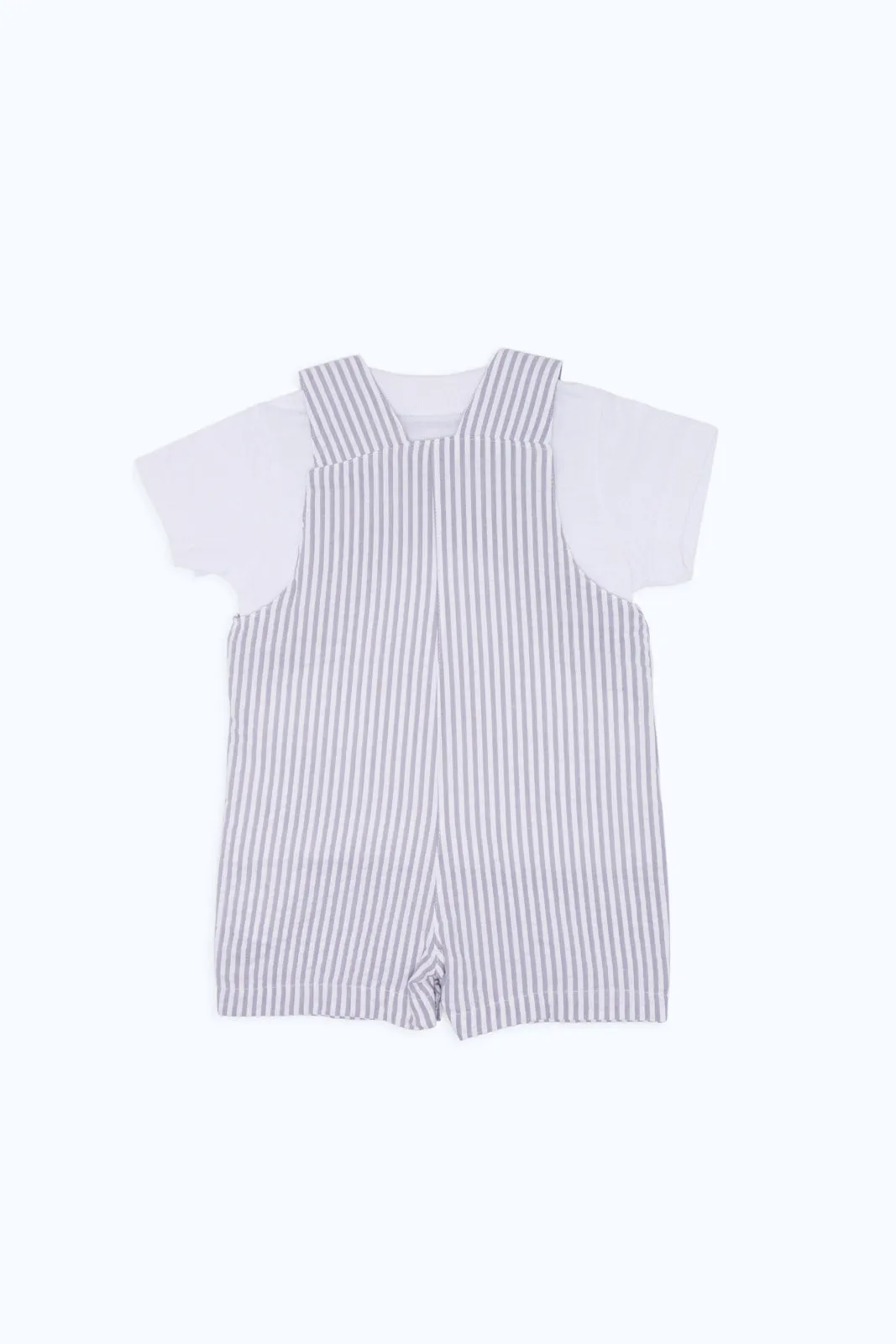 Babies White And Lilac Dungaree Set (2 Piece)