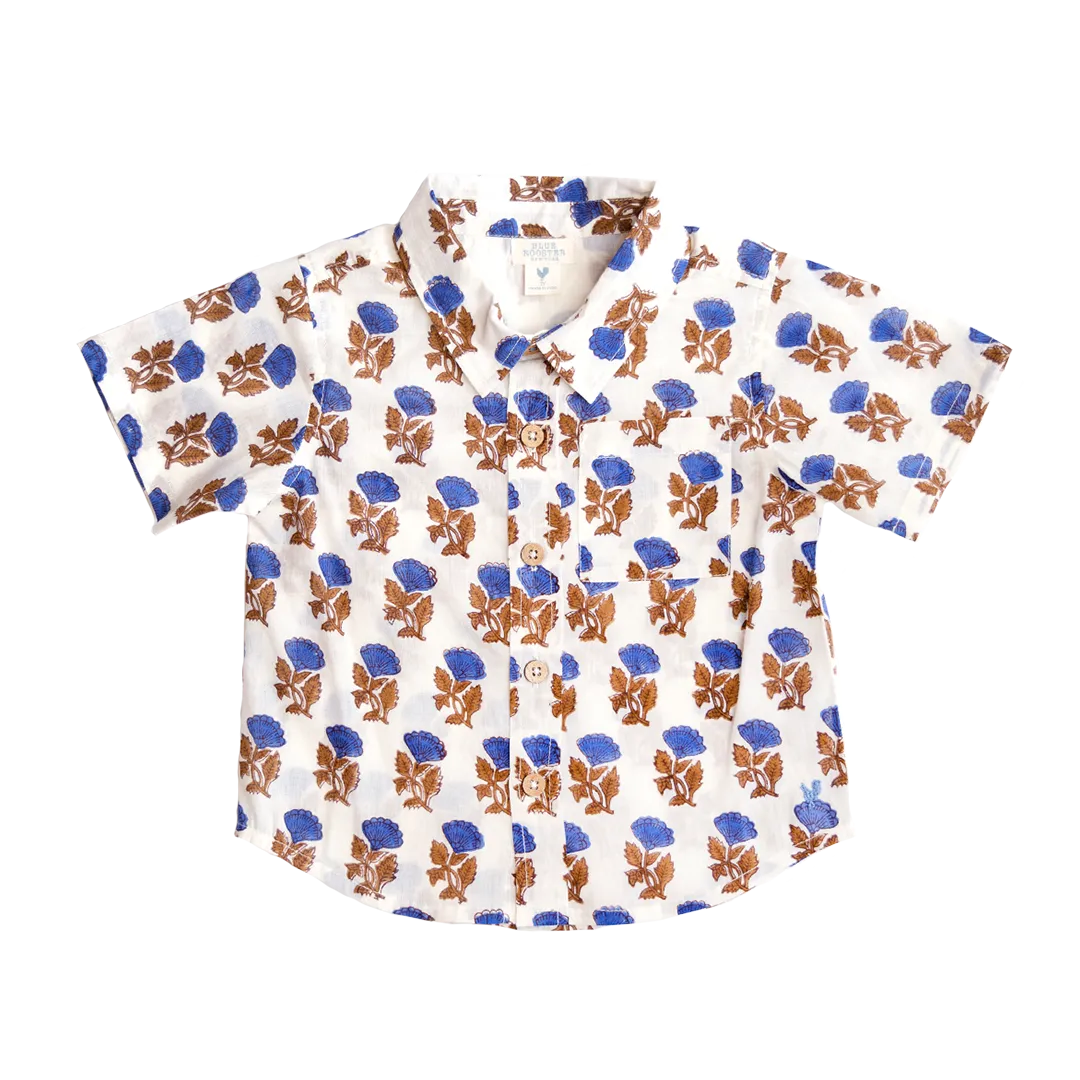 Baby Boys Jack Shirt - Blue Flower Drop