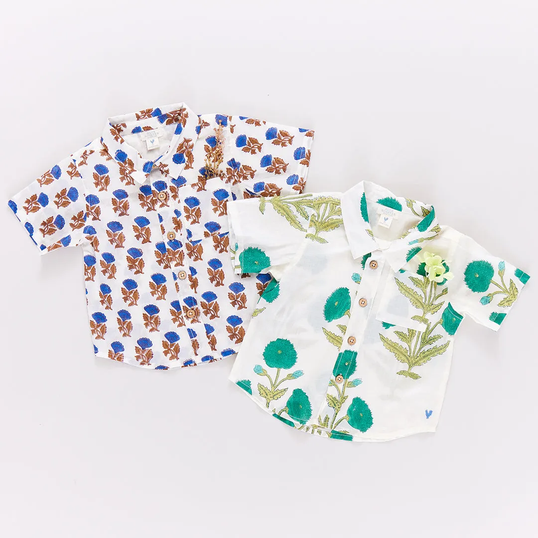 Baby Boys Jack Shirt - Blue Flower Drop