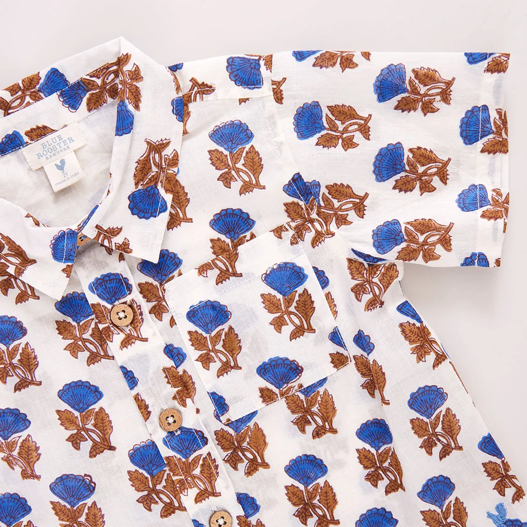 Baby Boys Jack Shirt - Blue Flower Drop