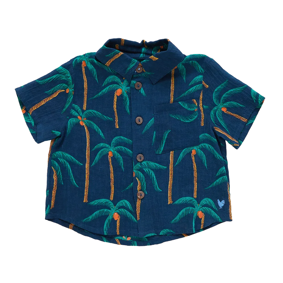 Baby Boys Jack Shirt - Navy Palm Trees