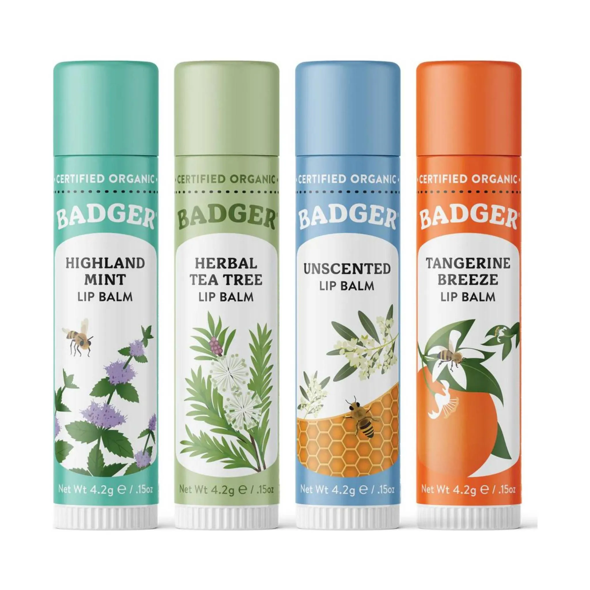 Badger Classic Lip Balm 4-Pack - Green Box