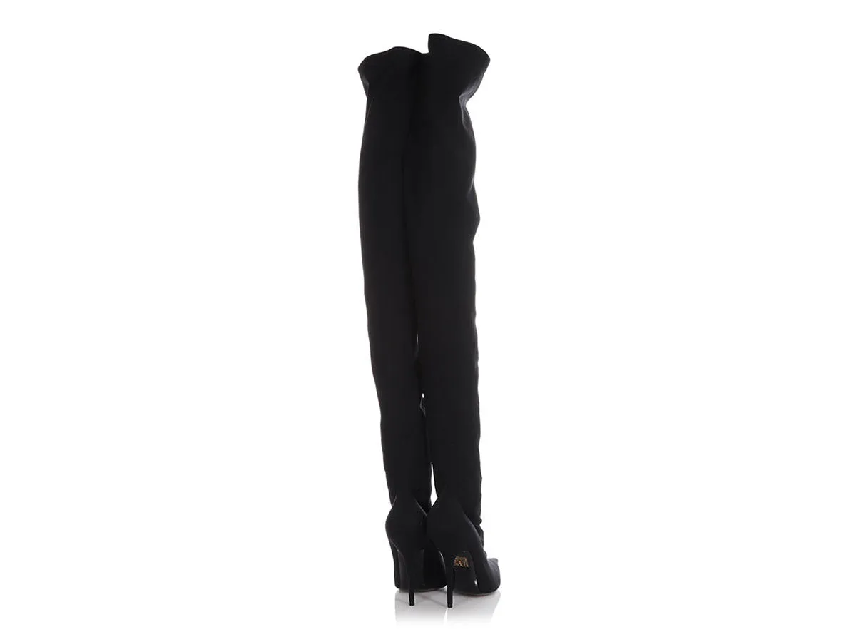 Balenciaga Black Stretch Over The Knee Boots