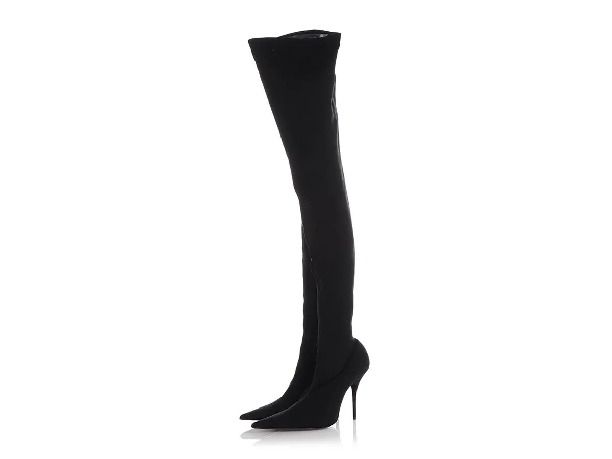 Balenciaga Black Stretch Over The Knee Boots