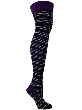 Bernadette | Plum Striped Over the Knee Sock