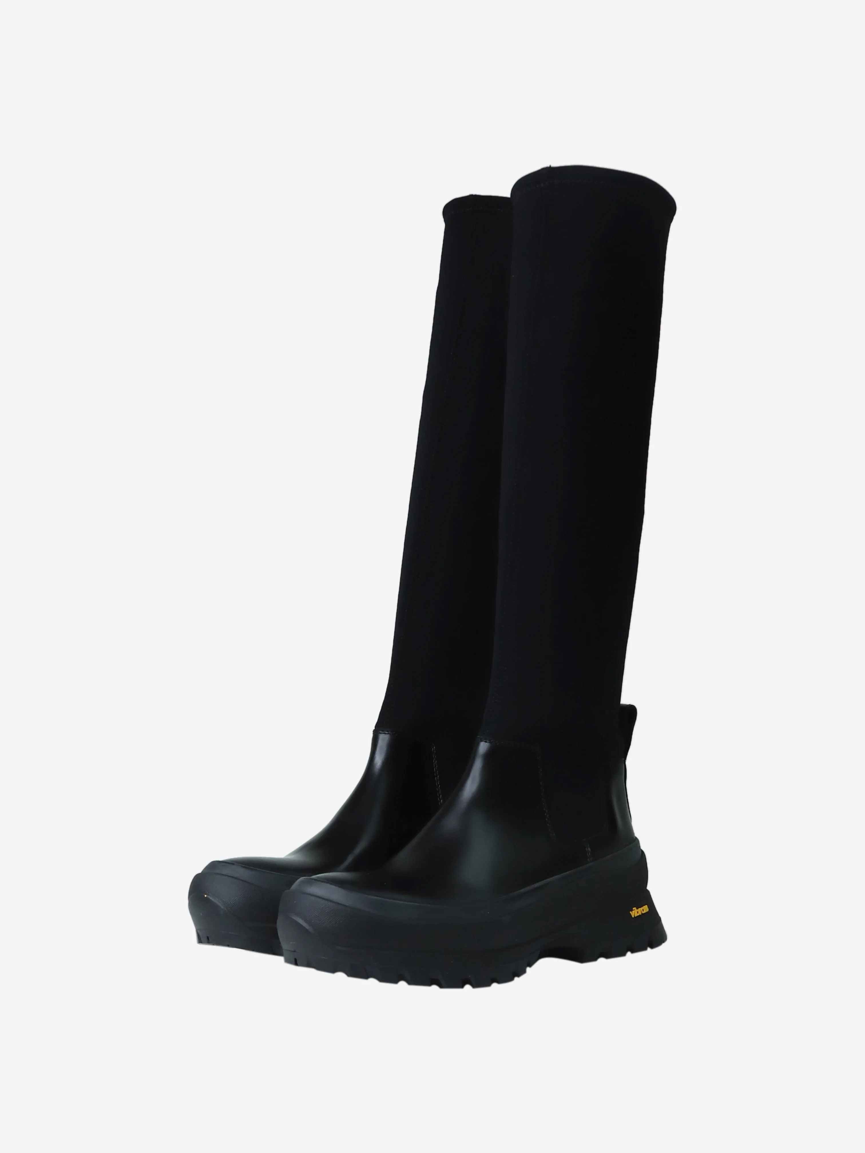 Black neoprene knee-high boots - size EU 38