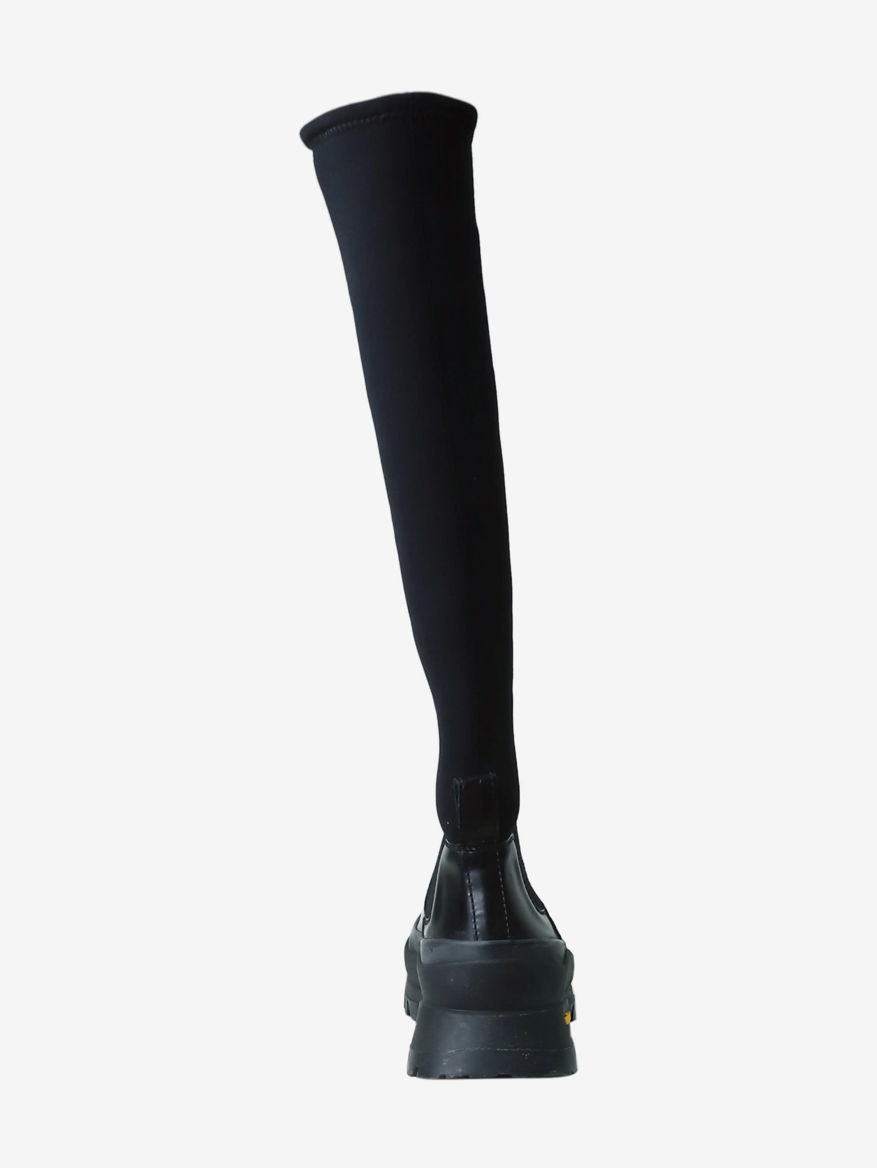 Black neoprene knee-high boots - size EU 38