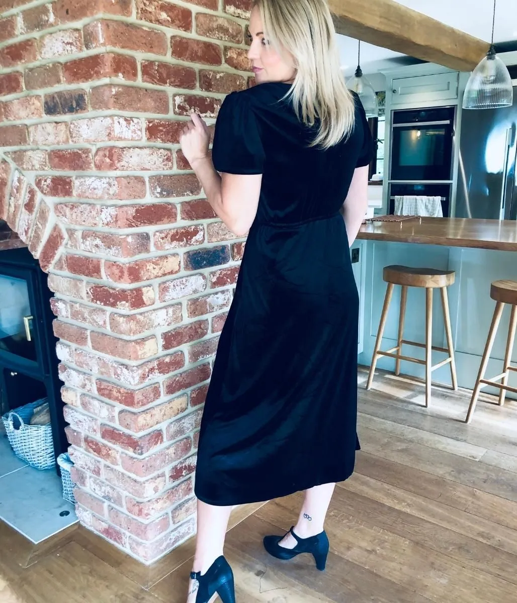 Black Velvet Midi Dress