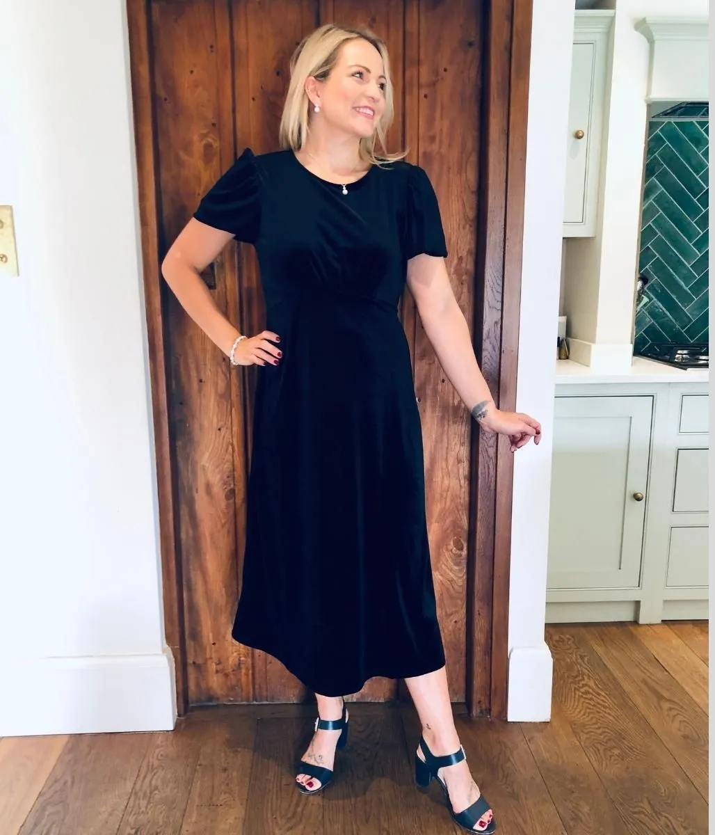 Black Velvet Midi Dress