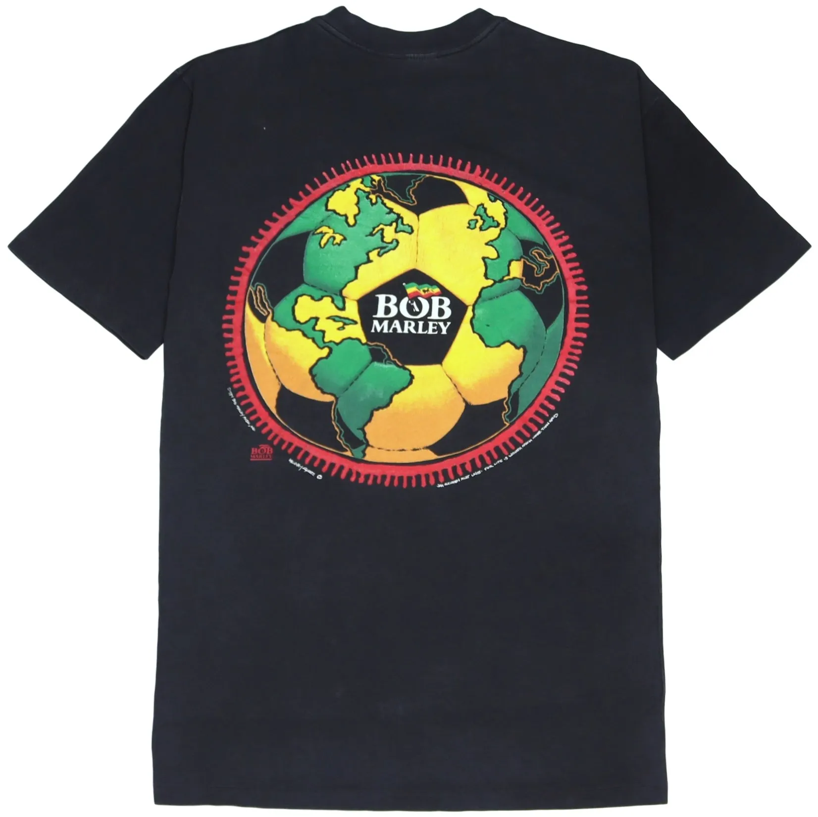 Bob Marley 1994 Single Stitch Football Globed Black Graphic T-shirt