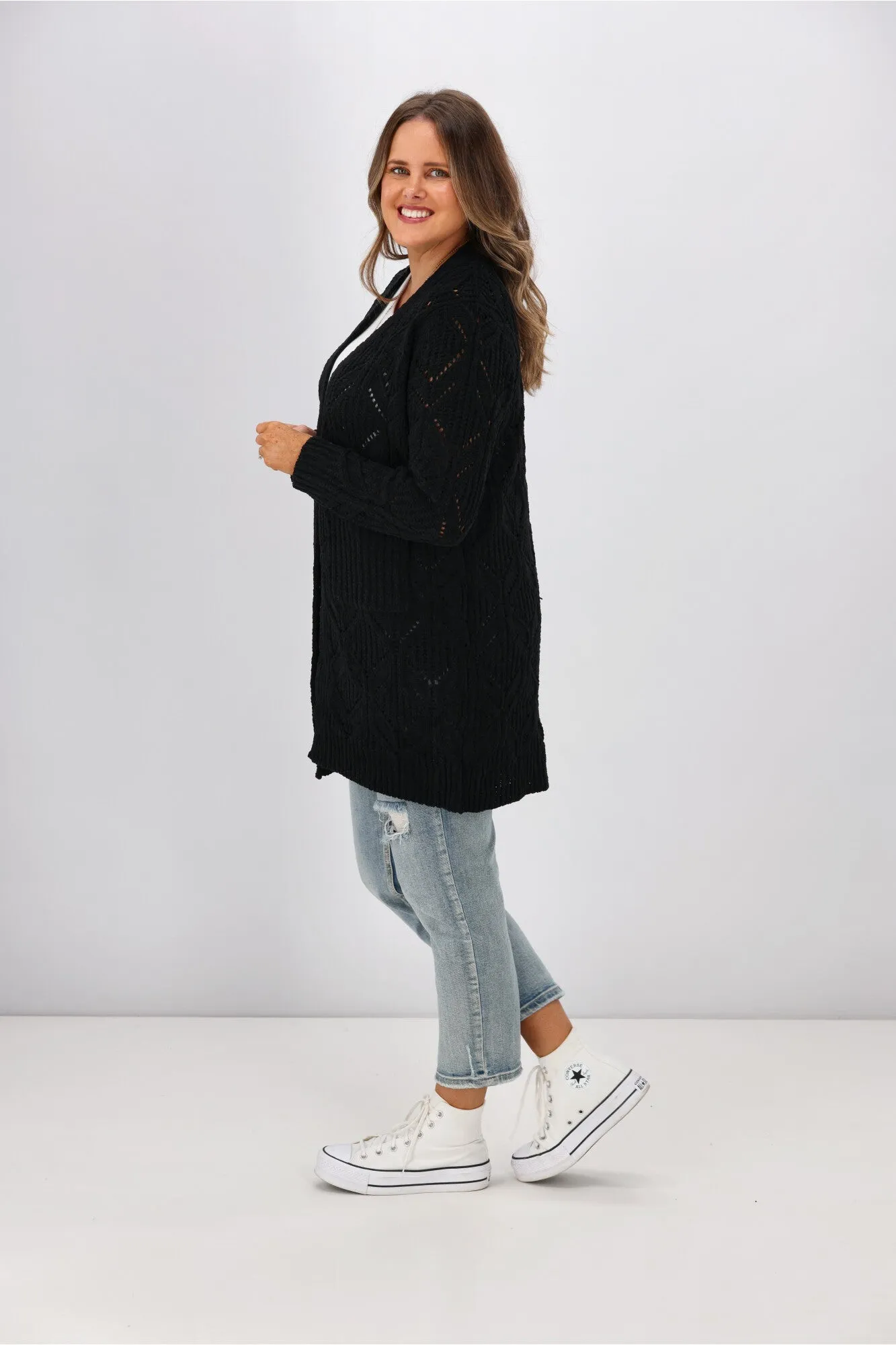 Boho Australia Fia Cable Cardigan Black